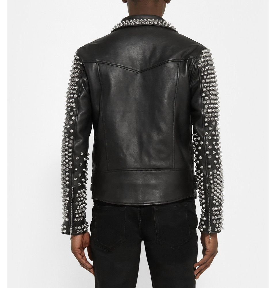 Stylish Men's Black Studded Biker Leather Punk Jacket, Men Fashion Designer Jacket