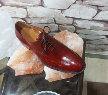 New Handmade Men's Burgundy Brogue Leather Lace Up Shoes, Men Designer Dress Formal Luxury Shoes