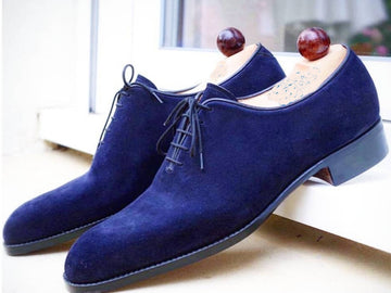 Stylish Handmade Men's Blue Color Suede Shoes, Lace Up Fashion Dress Shoes, Men Lace up Suede Shoes