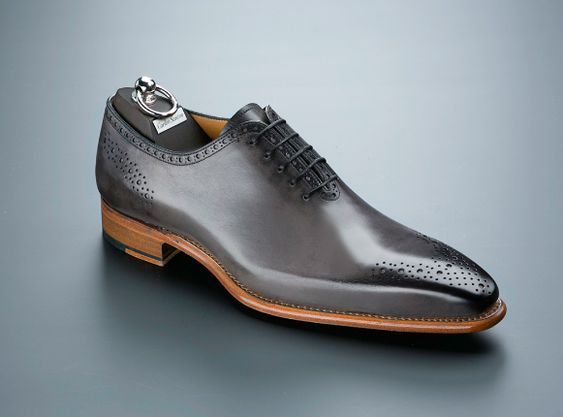 Beautiful Handmade Men’s Brogue Toe Leather Shoes, Mens Fashion Designer Gray Black Leather Shoes, Men Oxford Shoes