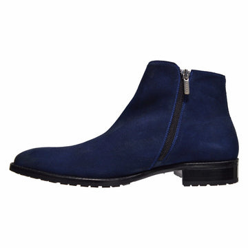 New Stylish Handmade Men's Leather Navy Blue Suede Zip Up Fashion Boots