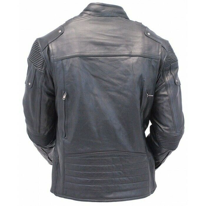 New Men's Cafe Racer Biker Jacket, Vintage Motorcycle Distressed Biker Leather Jacket