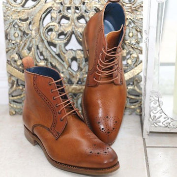 Stylish New Handmade Leather Brown Lace Up Boots, Formal Casual Ankle High Boots