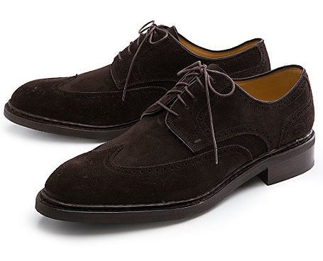 New Men's Handmade Dark Brown Suede Lace Up Wing Tip Plain Toe Derby Fashion shoes