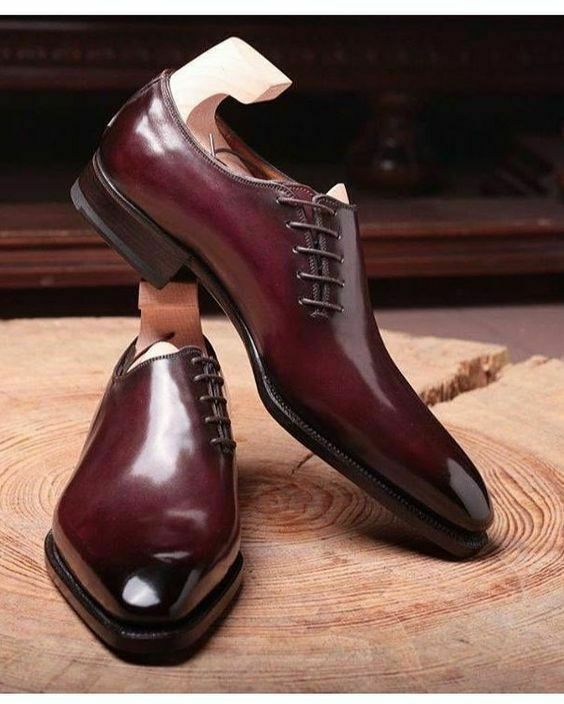 Elegant Handmade Men's Oxford Maroon Lace Up Shoes, Custom Made Fashion Men Shoes