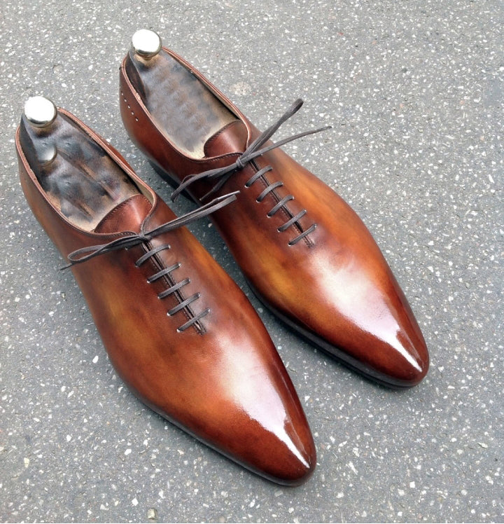 New Handmade Men's Fashion Shoes, Men's Brown Leather Lace Up Formal Shoes