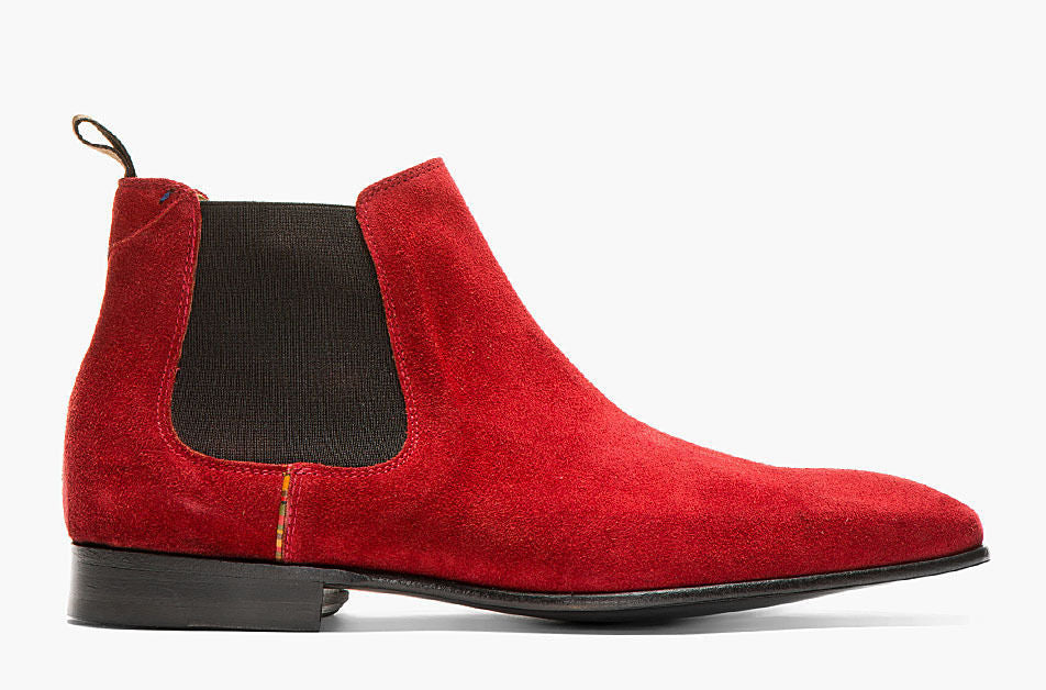 New Stylish Handmade Men's Chelsea Ankle High Suede Red Fashion Boots, Mens Red Burgundy Boots