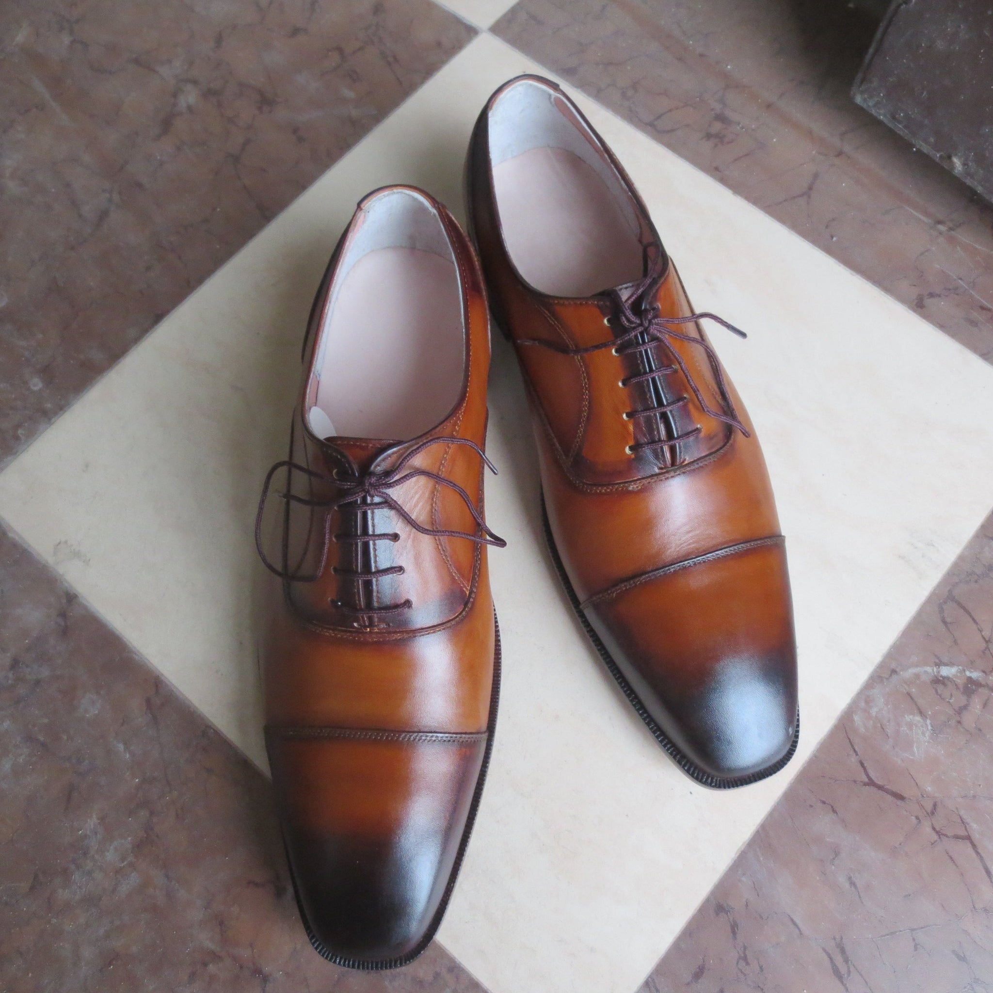 Mens Handmade Brown Shaded Leather Brogue Shoes, Men’s Designer Leather Shoes