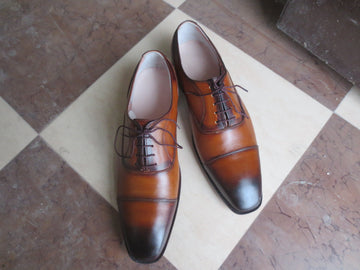 Mens Handmade Brown Shaded Leather Brogue Shoes, Men’s Designer Leather Shoes