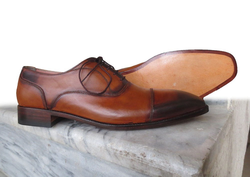 Mens Handmade Brown Shaded Leather Brogue Shoes, Men’s Designer Leather Shoes