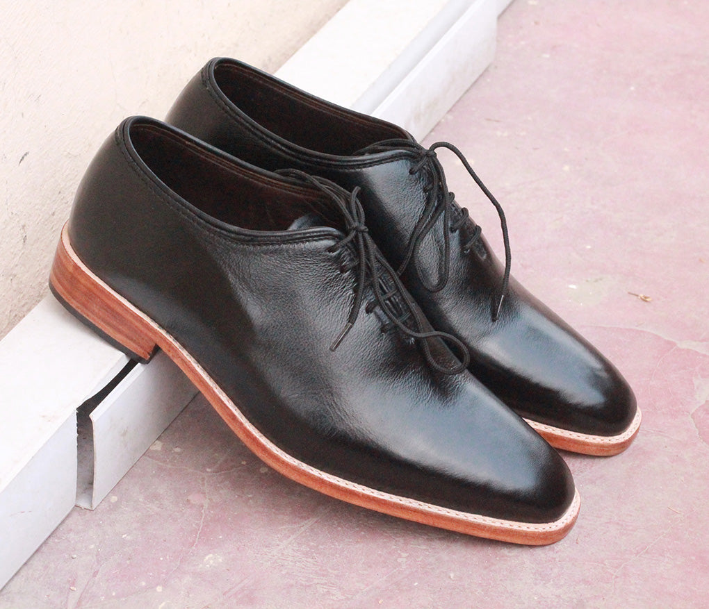 Men’s Handmade Black Color Stylish Whole Cut Formal Designer Shoes, Men Oxford Leather Shoes