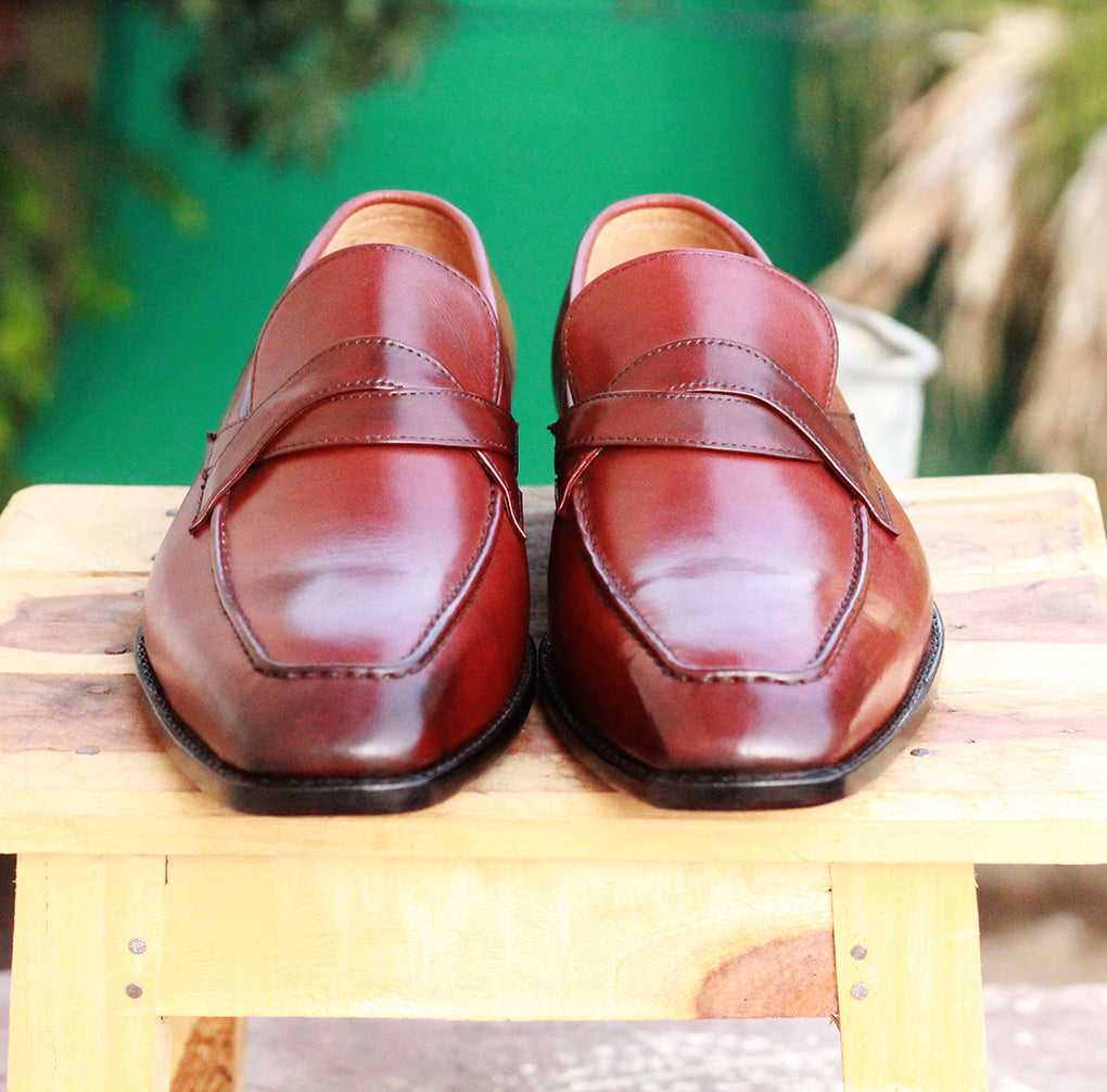 New Handmade Men's Burgundy Color Leather Loafers, Men's Formal Dress Loafer Shoes