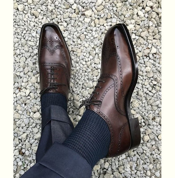 Designer Handmade Men Brown Color Leather Shoes, Men’s Wingtip Brogue Leather Shoes