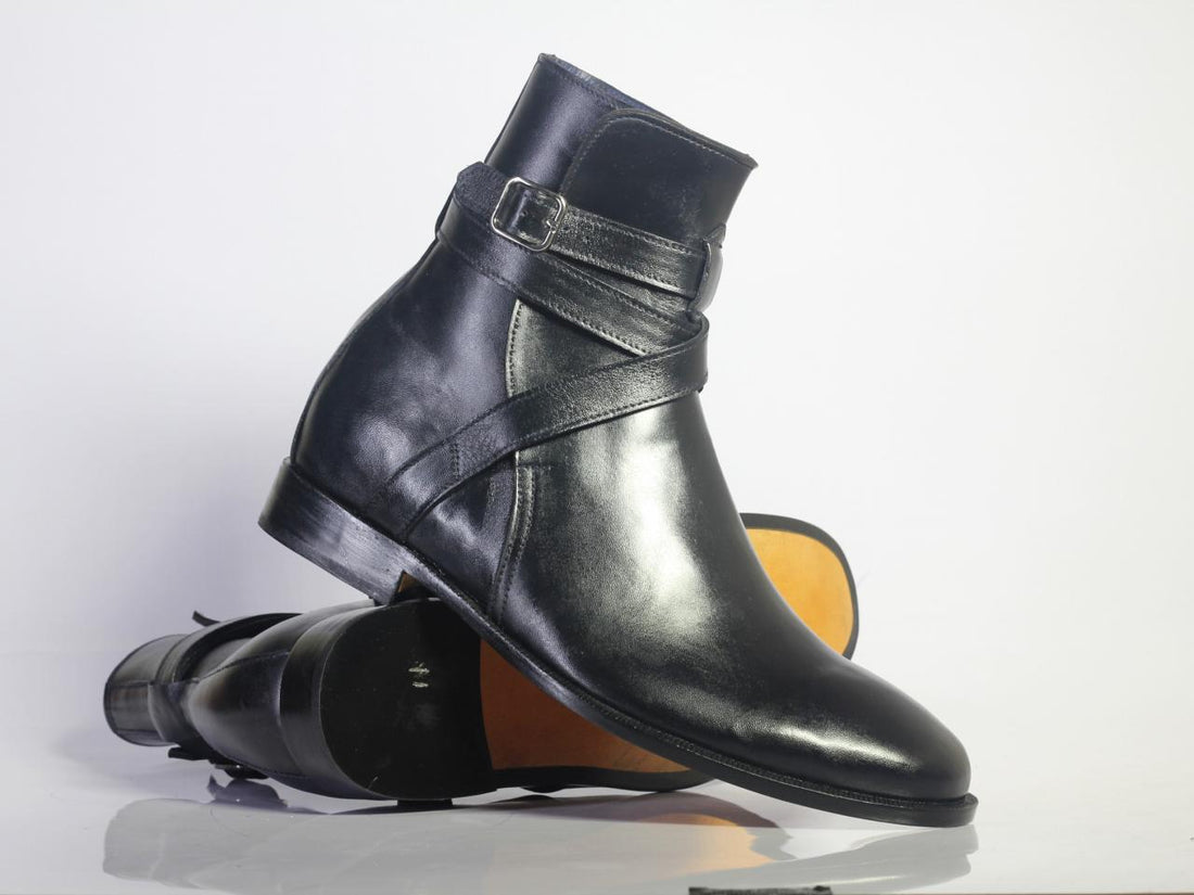 Men’s Handmade Formal Designer Black Color Leather Boots, Mens Jodhpur Fashion Boots