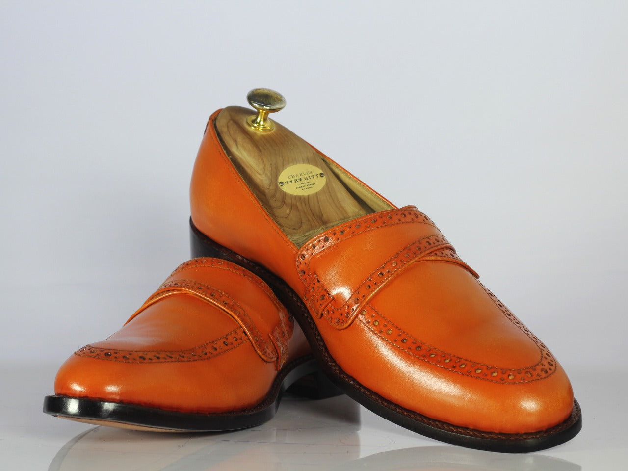 New Handmade Men's Tan Shoes, Men Leather Penny Loafers Shoes, Dress Formal Shoes