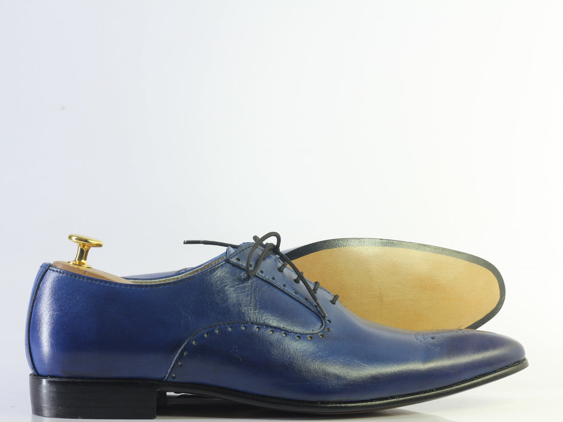 Mens Blue Color Leather Brogue Toe Fancy Leather Shoes