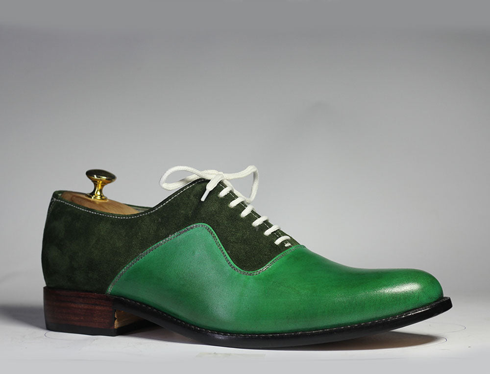 Men’s Handmade Formal Green Color Leather Suede Shoes, Mens Designer Oxford Formal Shoes