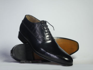 New Handmade Men's Black Leather Brogue Shoes, Men Dress Formal Designer Shoes