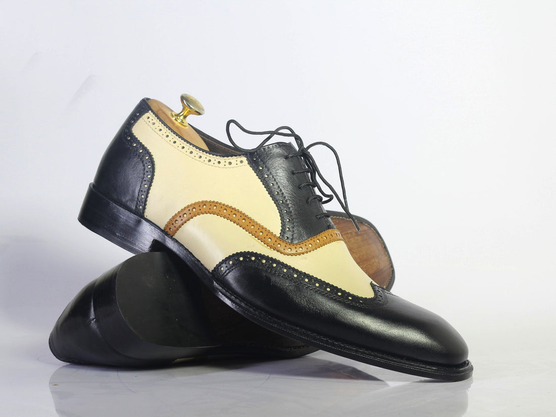 Handmade Men Multi-color Leather Wing Tip Dress Shoes, Men Formal Designer Shoes