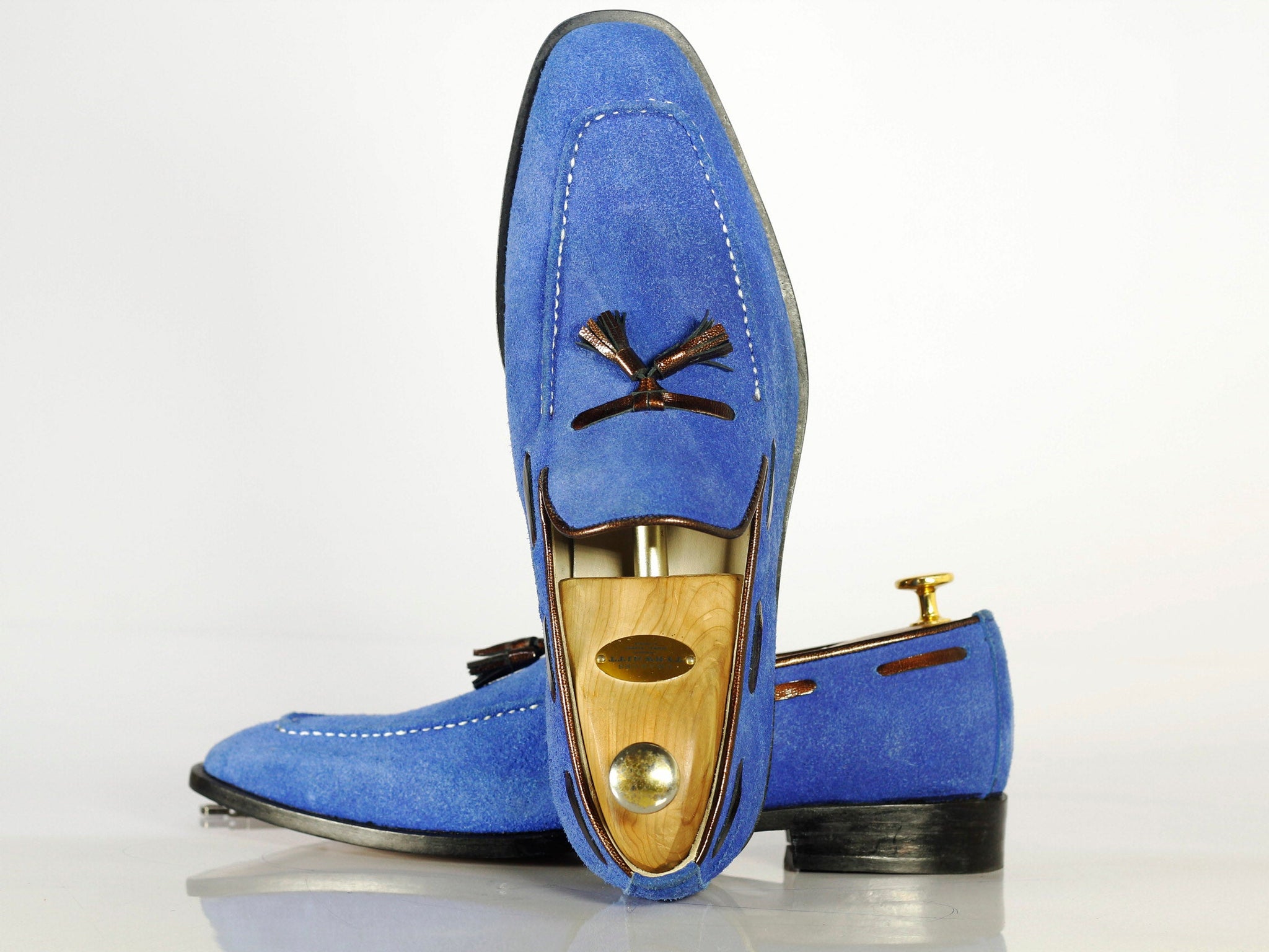 Handmade Stylish Blue Color Suede Tassel Loafer Shoes For Mens, Men Casual Shoes