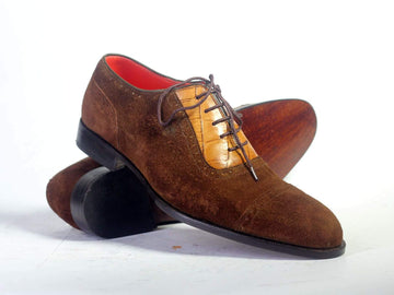 Handmade Men’s Leather Suede Brown Color Lace Up Shoes, Mens Cap Toe Formal Dressing Shoes