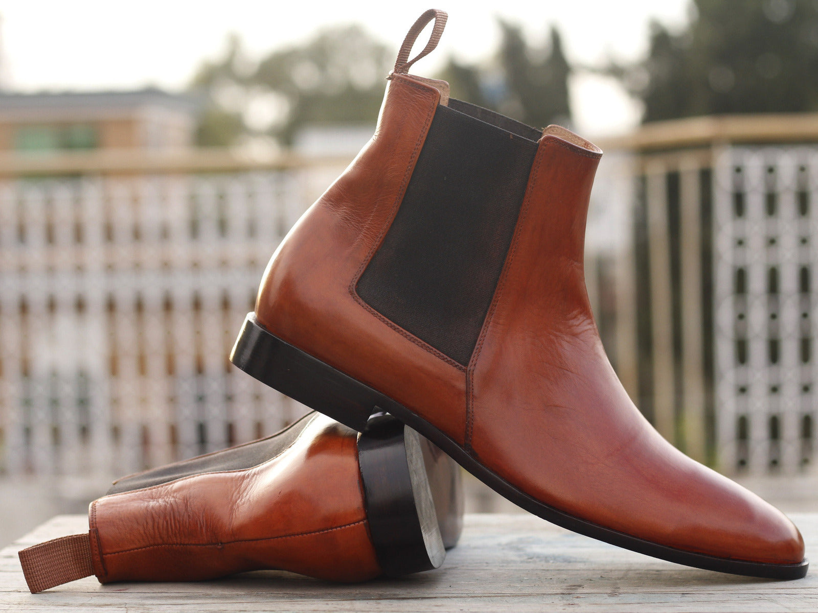 Mens Handmade Stylish Tan Color Chelsea Boots, Men’s Ankle High Designer Boots