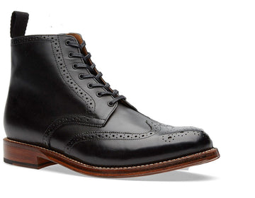 Stylish Handmade Men's Black Wing Tip Brogue Leather Ankle Boots, Men Lace Up Designer Boots