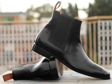 Men's Handmade Black Leather Chelsea Boots, Men Ankle Boots, Men Designer Boots