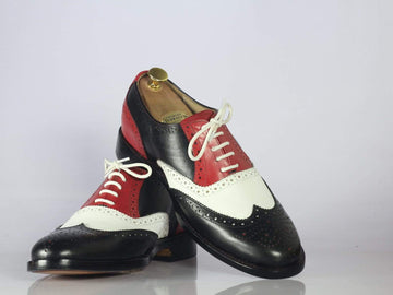 Designer New Men’s Handmade Multicolor Leather Wingtip Brogue Shoes, Mens Designer Formal Shoes