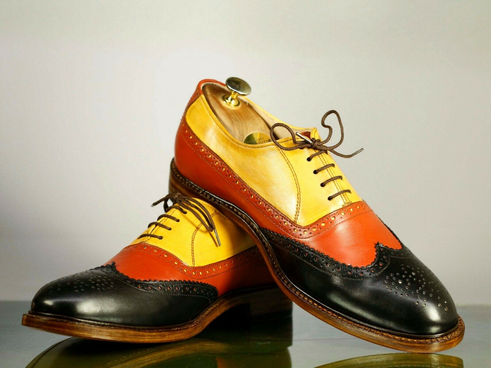 Beautiful Handmade Men’s Multicolor Leather Wing Tip Brogue Shoes, Mens Fashion Designer Leather Shoes