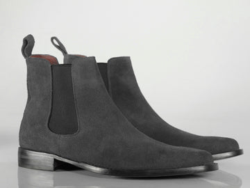 Awesome Handmade Men's Black Suede Chelsea Boots, Men Ankle Boots, Men Designer Boots