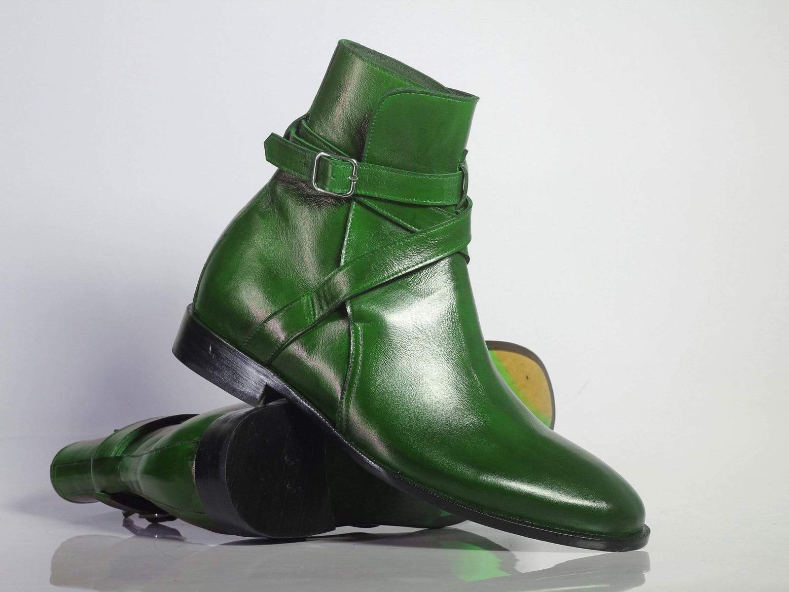 Stylish New Handmade Men's Green Leather Jodhpur Boots, Men Ankle Boots, Men Designer Boots