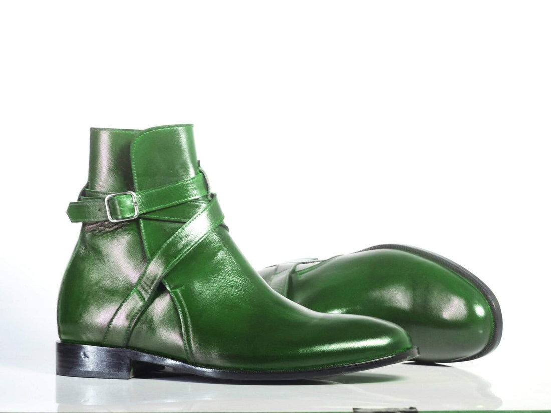 Stylish New Handmade Men's Green Leather Jodhpur Boots, Men Ankle Boots, Men Designer Boots