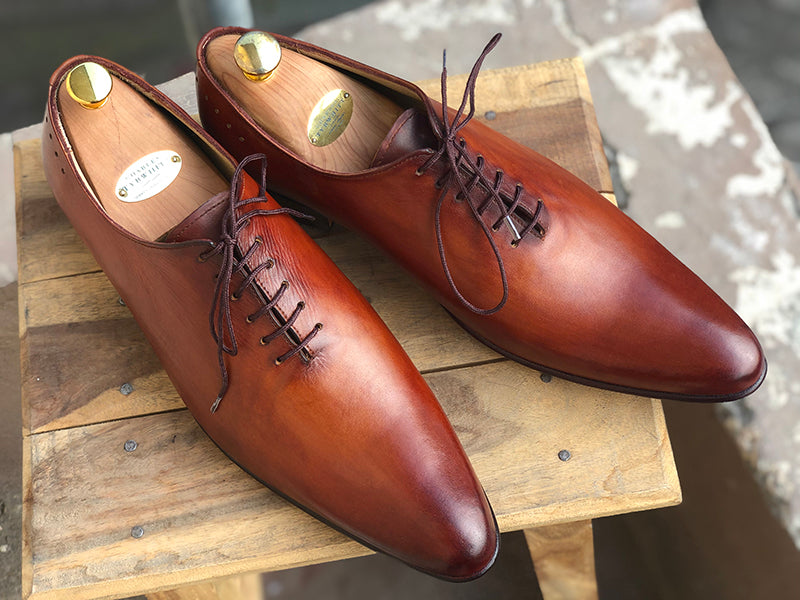 New Handmade Men's Brown Whole Cut Leather Lace Up Shoes, Men Designer Dress Formal Shoes