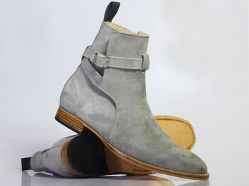 New Handmade Men's Gray Suede Jodhpur Boots, Men Ankle Boots, Men Designer Boots