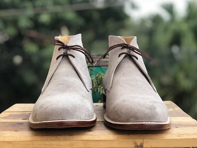 New Handmade Men's Gray Chukka Suede Lace Up Boots, Men Ankle Boots, Men Designer Fashion Boots