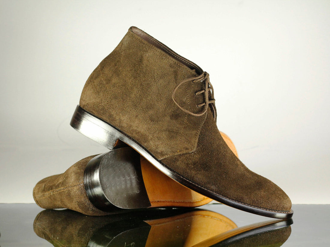 Men’s Handmade Brown Color Chukka Formal Designer Boots, Men Half Ankle Boots