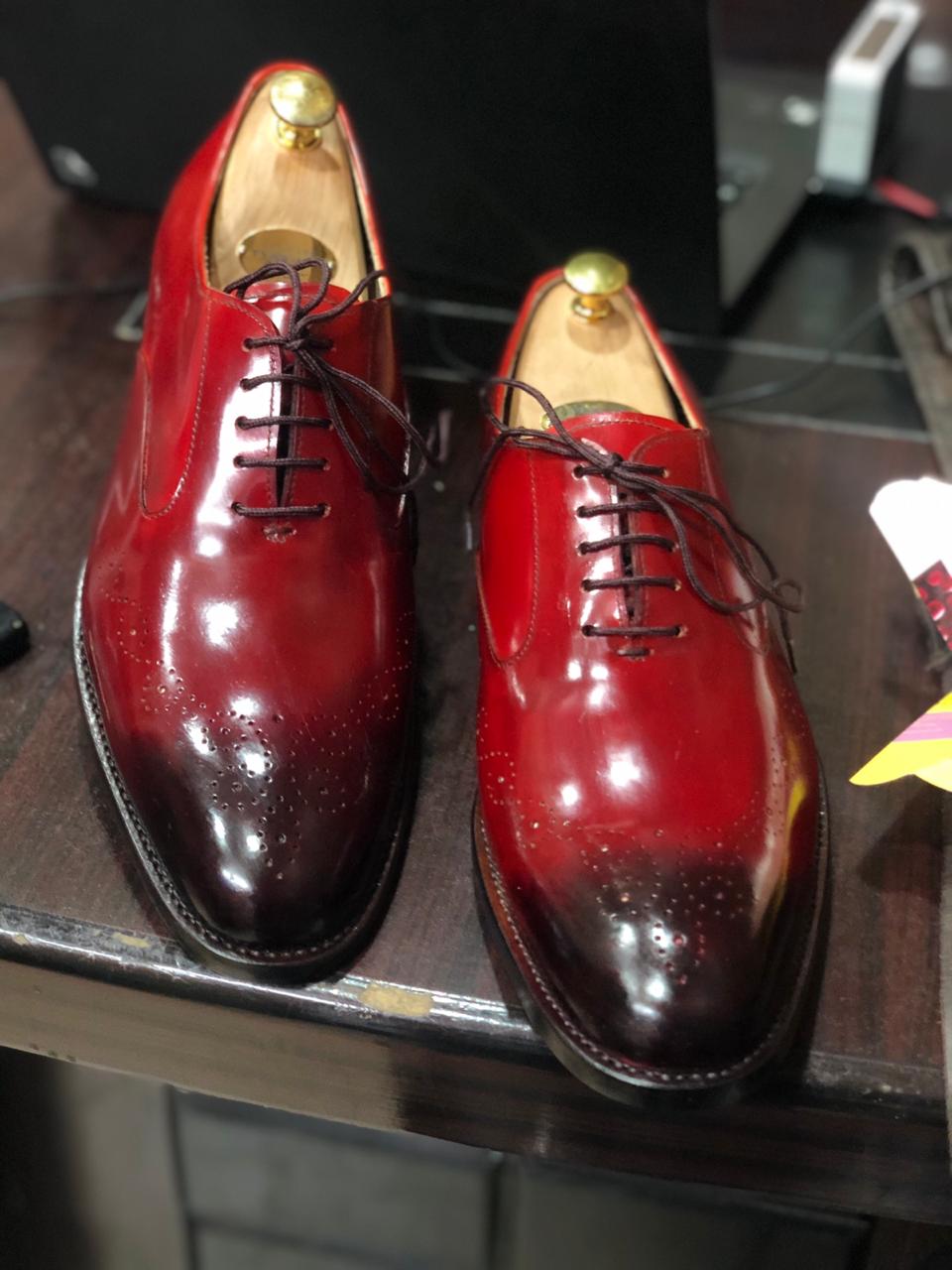 New Handmade Men's Burgundy Brogue Toe Leather Lace Up Shoes, Men Designer Dress Formal Luxury Shoes