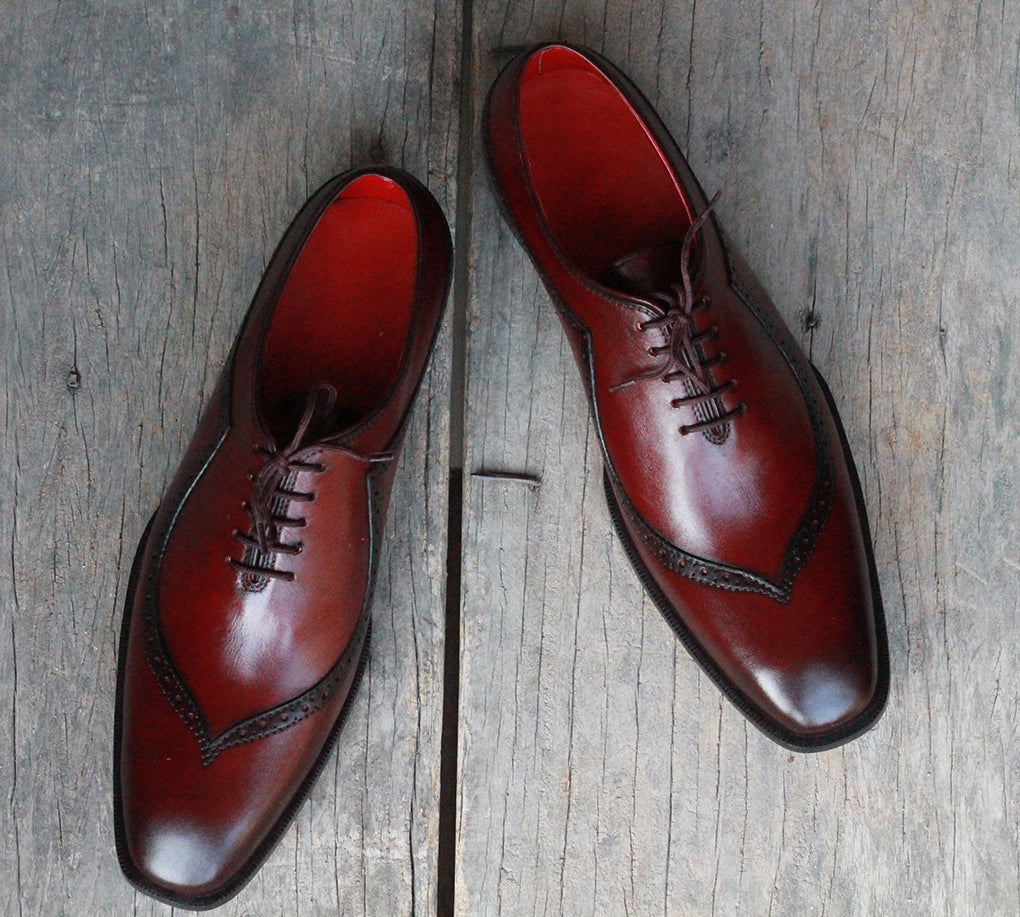 New Handmade Men's Burgundy Leather Lace Up Shoes, Men Designer Dress Formal Luxury Shoes