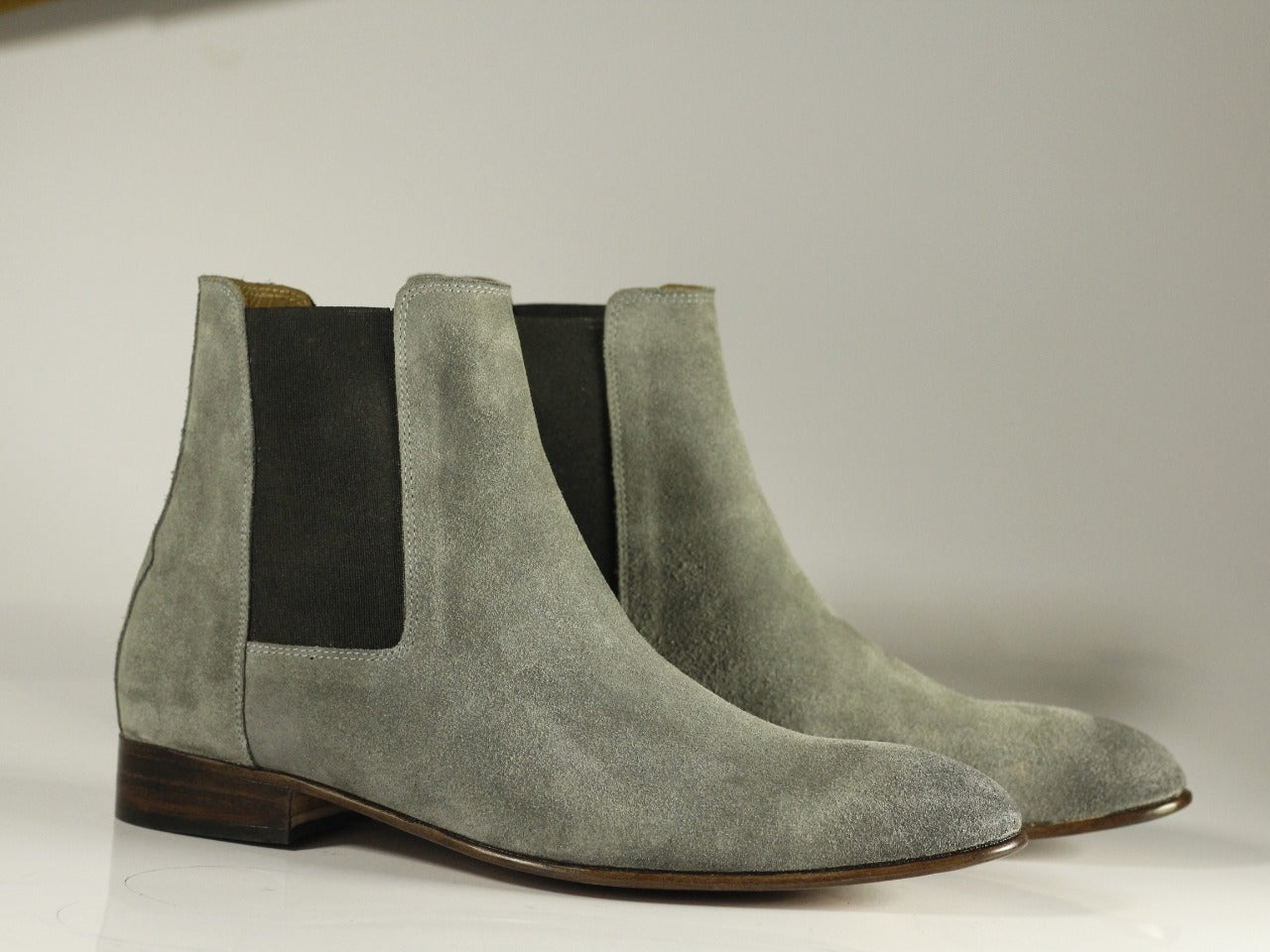 Stylish Men's Handmade Gray Suede Chelsea Boots, Men Ankle Boots, Men Designer Boots