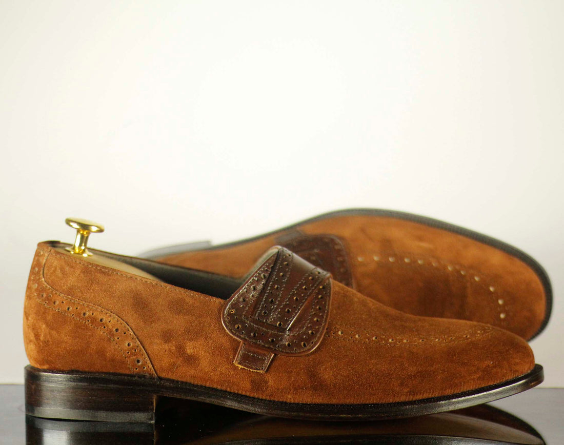 Handmade Men's Brown Leather Suede Stylish Loafer Shoes, Men Designer Dress Formal Luxury Shoes