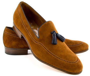 New Handmade Men's Brown Color Suede Tassel Loafer Shoes, Men Designer Dress Formal Luxury Shoes