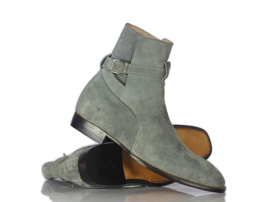 Stylish Handmade Men's Gray Suede Jodhpur Strap Boots, Men Ankle Boots, Men Fashion Boots