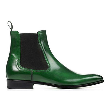 New Handmade Men's Green Leather Chelsea Boots, Men Fashion Ankle Boots, Men Designer Boots