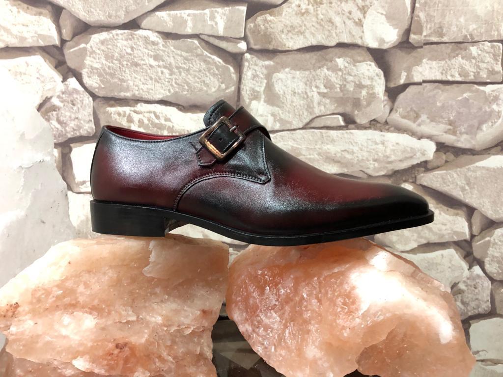 New Stylish Handmade Men's Burgundy Leather Monk Strap Shoes, Men Dress Formal Fashion Shoes