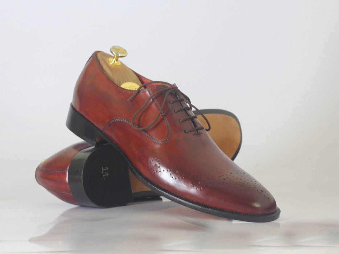 Stylish New Handmade Men's Burgundy Leather Brogue Toe Lace Up Shoes, Men Dress Formal Shoes