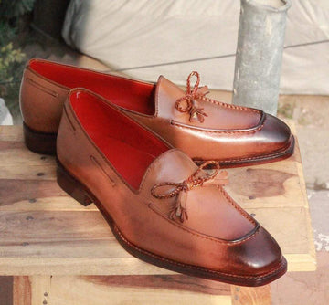 Stylish New Handmade Men's Brown Leather Tassel Loafer Shoes, Men Dress Formal Slip On Shoes