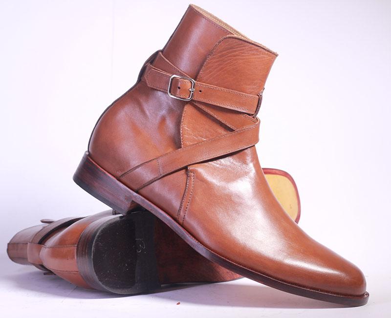 New Stylish Handmade Men's Brown Leather Jodhpur Strap Boots, Men Ankle Boots, Men Fashion Boots