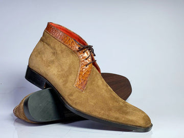 New Handmade Men's Brown Suede Stylish Dress Chukka Boots, Men Ankle Boots, Men Fashion Boots