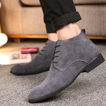 Men’s Awesome Handmade Gray Suede Boots, Mens Stylish Chukka Lace Up Boots